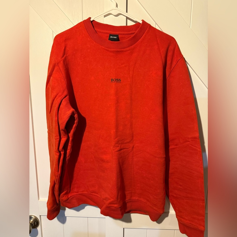 Boss Men's Vibrant Orange Crewneck Sweater Men’s Medium